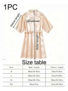 1pc Customized Satin Bride Short Sleeve Robe, Customizable Text, Customized Bride & Bridesmaid Wedding Robe, Personalized Satin Robe, Customized Bride Robe, Bridesmaid Prep Robe, Wedding Party Robe, Lace Trim Robe, Customized Name Robe, Bridal Robe Gift, Bridal Party Gift, Silky Loungewear, Minimalist, Fun, Customized, Unique, Matching Bridesmaid Silky Loungewear Special Bridal Gift, Bestie, Girlfriend, Fashionable Autumn - Multicolor - View 10