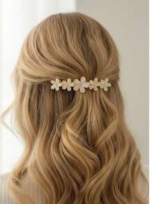 1pc Korean Oversized Bow Hairclip With Rhinestone & Cat Eye Stone, Crystal Hair Claw Clip, Claw Clips, Hair Slide, Hair Barrettes, Head Accessories, Hair Accessories For Women - Gold - View 6