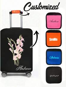 Personalized Heart-Shaped Luggage Cover And Handle Wrap - Customizable With Floral Patterns, Names And Text, Universal Size 18-32 Inch Luggage Protector, Travel Suitcase Cover, Bag Wrap - Multicolor - View 1