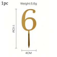 1个/10个装 0-9岁生日蛋糕装饰插牌，金色，适用于婚礼、儿童生日派对蛋糕装饰、婴儿派对等场合。 - 彩色 - 查看 24