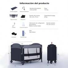 cunas para bebésMYXSRI Cuna para Bebe Cuna Colecho para Bebe Junto a La Cama con Cambiador de Pañales Colchón Barra de Juguetes Bolsa Organizadora para Recién Nacidos y s Pequeños - negro - Ver 2