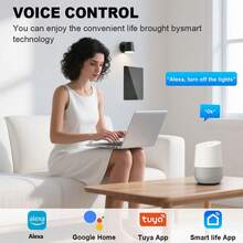 Công tắc cảm ứng thông minh đạt chuẩn UL, mặt kính cường lực, cần dây trung tính, DS-121 công suất cao 600W/gang, công tắc gắn tường WiFi & Bluetooth, 1/2/3/4 gang màu trắng/đen, tương thích với Alexa, Tuya, Yandex Alice, Tmall Genie, v.v., điều khiển từ xa bằng giọng nói qua ứng dụng, hẹn giờ, thích hợp cho chiếu sáng nhà ở và khách sạn. - Nhiều màu - Xem 12
