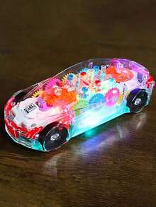 ArtCreativity Light Up Transparent Sensory Car Toy For Kids, 1PC, Bump And Go Toy Car With Colorful Moving Gears, Music, And LED Effects, Easter Toys For Toddlers, Great Birthday Gift Idea - 彩色 - 查看 4