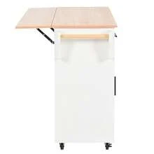 139x46 (71) X91.5cm Large Trolley / Dining Table, Solid Wood Case + Panel, Folding Panel, Wheel, Replaceable Solid Wood Leg, Suitable For Dining Room, Kitchen, Multicoloured Optional. - White - View 8