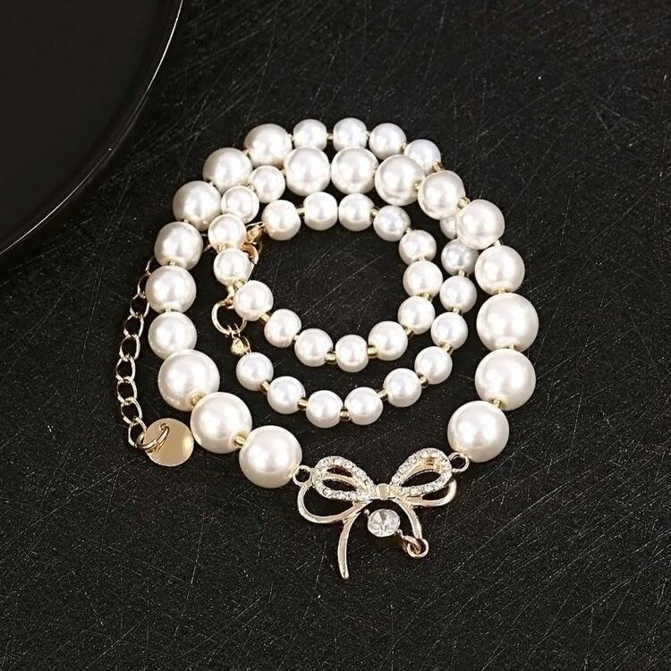 Pendants - vòng cổ ngọc trai hình nơ - Xem 3