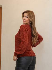 Women's Long Sleeve Knit Sweater With Crew Neck, Casual Winter Style, 3RD SD2049 - Telha - 查看 3