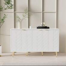 Modern Sideboard With Gold-Plated Shelves And Shelves, Drawers, Drawers, Sideboards, Furniture, Bathrooms And Drawers, Flowers, 2 Shelves And 6 Shelves, 127B*45T*75H, White - White - View 5