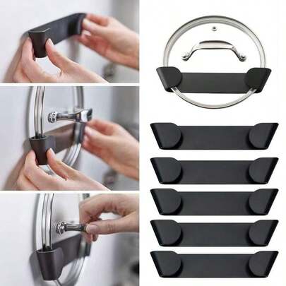 1/2pcs Wall Mounted Pot Lid Rack, Self-Adhesive Wall Storage Organizer Holder, Fits Up To 24cm Diameter Pot Lids, Keep Your Kitchen Tidy And Organized