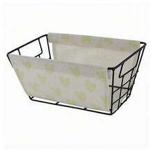 OISE ART STORE Cesto Portaoggetti In Ferro Tessuto Stampa A Cuori Galli Manici 25x15x12cm 10614 - - Multicolore - Visualizzare 2