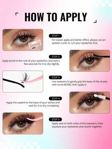 RITALASH 580pcs Eyelash Extension Kit, Includes Adhesive And Sealant, 6 Styles, Fluffy & Soft Lash Extension Set, 30D/40D/50D/60D/80D/100D D-Curl Natural DIY Individual Lash Cluster Set, Suitable For Beginners - Black - View 8