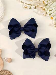 2Pcs 4.5Inch Hair Clips, Alligator Clips With Satin Ribbons, Solid-Color Hair Accessories Suitable For Girls And Teenagers, For Daily Use And Valentine's Day Decoration - Multicolor - View 9