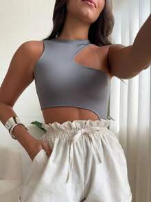 Women's Geometric Bodysuit With Double Lining, Various Colors. Suitable For Everyday Wear, Nights Out, Birthday Parties, And Summer. - Xám - Xem 3