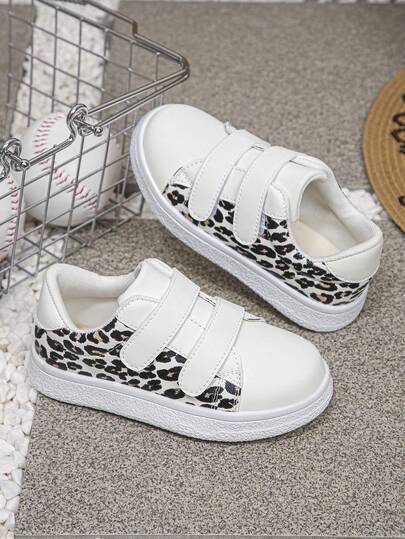 1 Pair All-Season Kids Boys & Girls Sports Shoes, Fashion Leopard Print Colorblock Minimalist Casual Comfortable Soft Sole Hook & Loop Lightweight Daily Outdoor School Anti-Slip Kids Sneakers