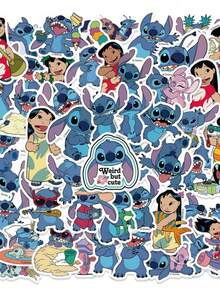 100 miếng dán chống thấm nước hình Stitch hoạt hình dùng cho máy tính xách tay, ốp điện thoại, sổ tay, album ảnh, nhật ký, sổ kế hoạch, đồ dùng học tập. - Hình dán Stitch - Xem 4