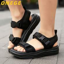1 Pair Summer Children's Minimalist Outdoor Beach Sandals, Academy Style Breathable Non-Slip Wear-Resistant Flat Sandals For Kids - Black - View 8