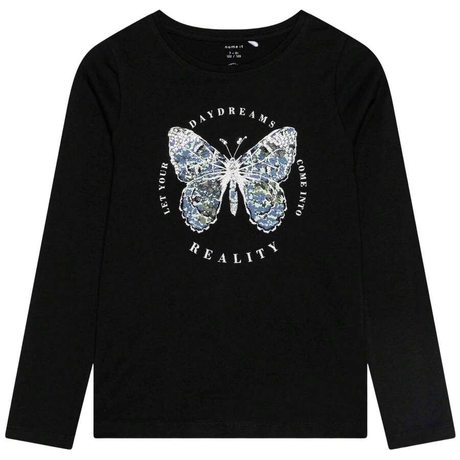 Name It Long-Sleeve T-Shirt 49514535354707 For Girls In Color Black - الأسود - مشاهدة 1