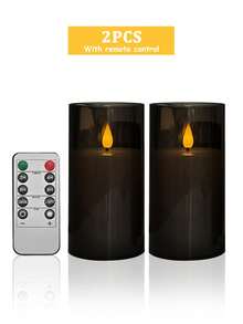 3pcs/Set 3D Flame Flickering Flameless Candles, Battery Operated Realistic Candle Light, With Timer Remote Control, Suitable For Christmas, Halloween, Valentine's Day, Dining Table, Wedding, Party, Gift - Black 3D LED Beads - View 18