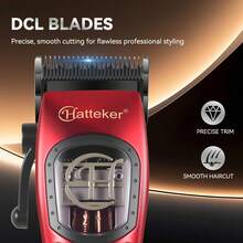Hatteker 1pc LCD Display Rechargeable Hair Clipper With 9000 RPM High Speed Motor - Red - View 6