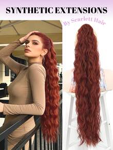 30 Inch Clip-On Ponytail Wig, Wavy Fluffy Long Curly Synthetic Fiber High Ponytail, Braided Curly Ponytail, Suitable For Women Party, Holiday Gift, Music Festival, Party Hair Accessories, Everyday Wear, Hair Salon Use, Cosplay, Wedding, Y2K, Lolita, JK, Suitable For Thin Hair, Beginners And All Skin Tones, New Year And Valentine's Day Gift, Hair Accessory - Multicolor - View 3