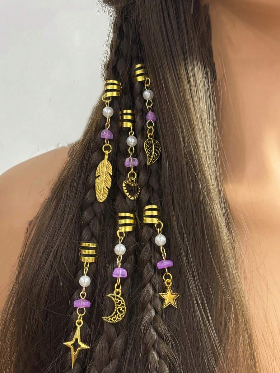 Fashionable Moon & Star Hair Clips, Suitable For Eid Al-Fitr - Gold - View 1