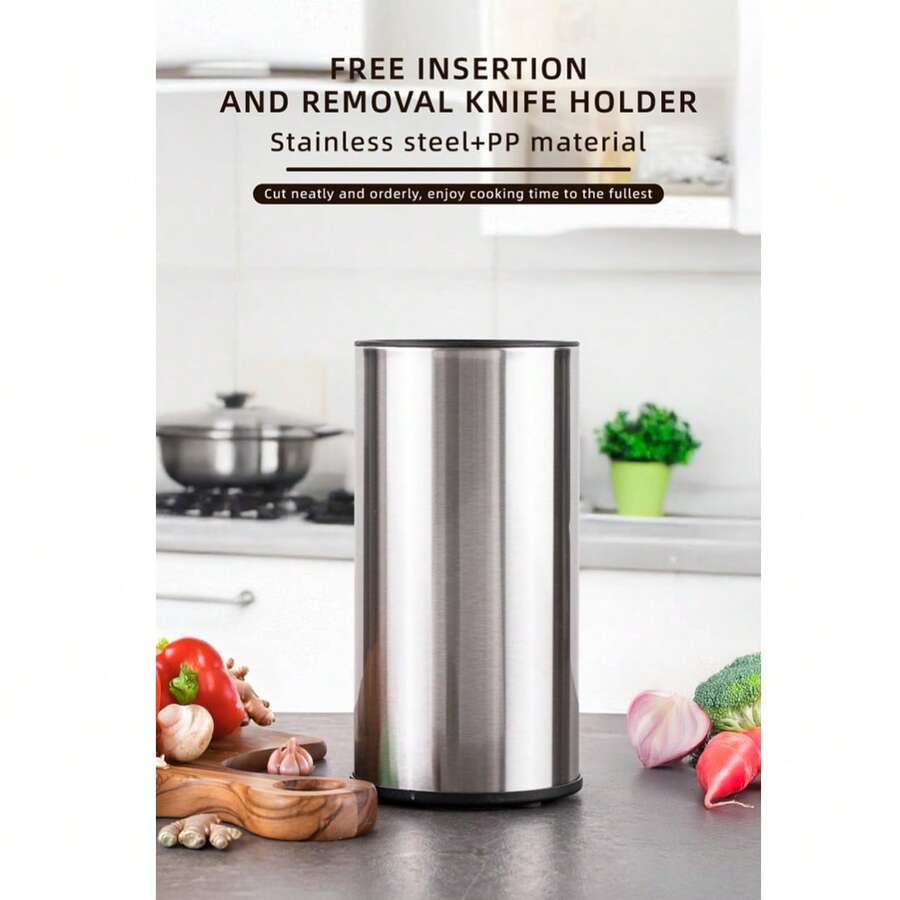 Household Knife Holder Plastic Storage Rack Kitchen Knife Stand - Silver - View 1