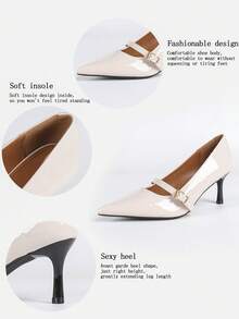 French Pointed Toe Slip-On Pumps, Versatile Hollow Out Stiletto Heel, Elegant Lady Style Work Shoes, Spring/Summer - Apricot - View 11