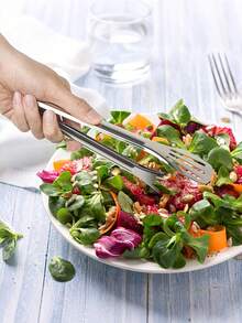 1pc Stainless Steel Slotted Serving Tong,Stainless Steel Food Clip,Ood Grade Kitchen Utensils, Hollow-Out Design For Draining & Oiling,Multifunctional Kitchen Cooking Clip, Food Fixture With Heat-Resistant And Anti Slip Handle, Bread Clip - Multicolor - View 3