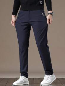 男士字母刺绣口袋直筒休闲裤，修身时尚百搭，适合送给丈夫、男友，也适合朋友外出、聚会等场合。 - 寶藍色 - 查看 3