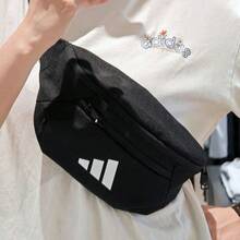 حقيبة خصر نسائية من Adidas ESSENTIALS بسعة 2.2 لتر، بشعار العلامة التجارية، كاجوال متعددة الاستخدامات بلون موحد - الأسود - مشاهدة 9