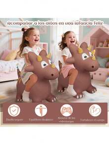 Unicornio Hinchable para Saltar Hinchable para Saltar, Inflables para Niños, Caballo Montable, Caballos de Juguete con Bomba, Juguetes para Niños 4-10 Años (Marrón - Triceratops),41014841 - Multicolor - Ver 6