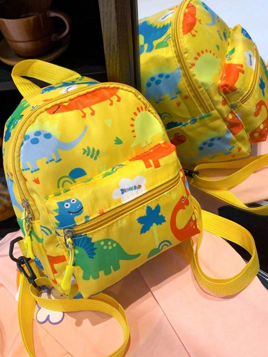 Cartoon Dinosaur Nylon Cute Backpack - Yellow - View 1