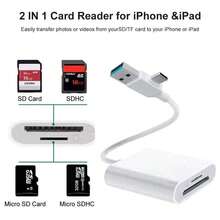 1个T型USB+Type-C二合一读卡器，SD/TF卡适配器，双卡槽存储读卡器，相机查看器，即插即用，兼容 17/16/15、S25/S24/S23/S22/S21/S20 Ultra Plus、iPad、系列转换器 - 白色 - 查看 5
