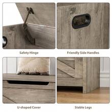 Large Wooden Storage Bench 76 Cm With Sturdy Hinges – Versatile As A Chest, Bench, Shoe Bench And Storage Box – For Hallway, Bedroom, Living Room – Country Style - 灰色 - 查看 2