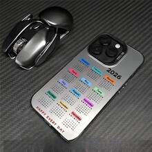 1個 ホットセリング 新しいしい2026年カレンダー柄 新鮮なやかなIMD電話ケース、カラフルなテキストデザイン、ファッショナブルなフルカバー耐衝撃保護カバー互換性  17/16/11/13/15/15 Plus/15 Pro/15 Pro Max/12/14 Pro Max/12 Pro Max/12 - 透明な黒 - チェックする 8