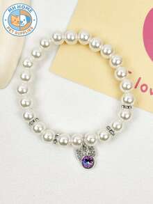 1 Piece Bow Pendant Pet Necklace, Rhinestone Cat And Dog Pendant Collar, Necklace Chain, European And American Style Collar Jewelry Cat Collar - Multicolor - View 11