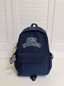 Ruitu Stationery-JYHS SHINAER Letter Print Navy Blue Backpack Casual School Bag - A - View 3