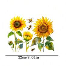 1pc/2pcs/3pcs Sunflower & Bee Pattern Heat Patch, Long-Lasting Heat Transfer Sticker For DIY T-Shirt, Sweatshirt, Jeans, Hoodie, Backpack, Jacket, Handbag, Pillow - L - View 8