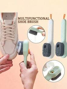 1pc Multi-Functional Shoe Brush With Liquid Dispenser - Plastic Material, Ergonomic Handle, Reusable Soft Bristles, Suitable For Household Use, Soap Dispenser Function, Convenient Cleaning - Multicolor - View 6