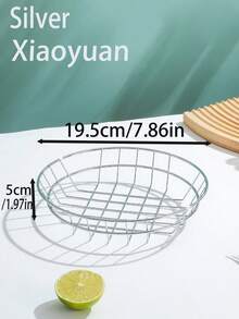 1pc Silver Snack Basket, Fries Basket, Chicken Wings And Fried Chicken Bread Basket, Bar Fried Food Serving Tray, , Easy To Clean, Reusable, Ideal For Home Use - Silver - View 9