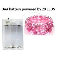 2m 20 LEDs, 3m 30 LEDs, 4m 40 LEDs, 5m 50 LEDs AA Battery Powered Fairy Lights, Suitable For Wedding, Holiday, Bedroom, Party, Ambiance, Bedside, Room, Decorative Lighting - Pink - View 11