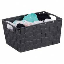 OISE ART STORE Portaoggetti Cesto In Tessuto Intrecciato 38x26x13cm Maniglie Grigio Scuro 79032 - - Multicolore - Visualizzare 4