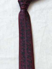 Men's Slim 3D Tie With Glitter, Slim (6cm), Casual Fabric. - 酒紅色 - 查看 3