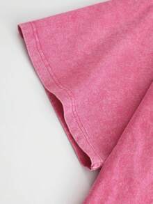 Women's Fun Christian, Cross, Jesus, Religious Belief, God Cartoon Letter Pattern Print On The Street, Korean Version Comfortable Retro Fashionable Commuting Versatile Y2k Women's Clothing, Regular Niche Punk Style Black Fitted Round-Neck Short-Sleeved Washed T-Shirt, Washed Retro Series Comfortable Pure Cotton T-Shirt, Easily Create Retro Casual Clothing, Suitable For Daily Commuting, Casual Outings, Daily Wear, Classic Retro Style Women's Clothing - Màu Hồng Tươi - Xem 4