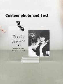 1 Set Customized Engagement Gift, Newlywed Engagement Couple Gift, Engagement Plaque, Personalized Gift, Valentine's Day, Customizable Photo Printed Plaque With Custom Information, Personalized Acrylic Photo Frame, Customizable Photo Decor - Multicolor - View 8