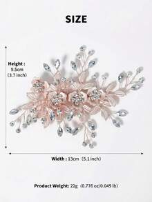 1pc Elegant Matte Flower & Crystal Hair Clip, Frosted Petal Bridal Barrette For Wedding, Party & Bridesmaid - Multicolor - View 13