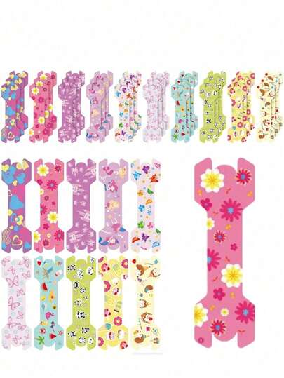 5-200 pezzi Strisce nasali per bambini di piccole dimensioni 4,4*1,4 cm, strisce per la respirazione per ragazze, strisce per il russamento, strisce a cartoni animati per il sonno dei bambini, nastro anti-russamento, soluzione anti-russamento, strisce nasali