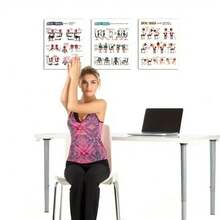 3 Stücke Büro Fitness Yoga Poster - Funktionale Dehnübungen, geeignet für Büro, Zuhause und Fitnessstudio, Größe 8x10 Zoll, ohne Rahmen, geeignet für Anfänger, Büro-Wellness | Ergonomisches Design | Einfach zu befolgen - Verschiedenfarbig - Übersicht 3