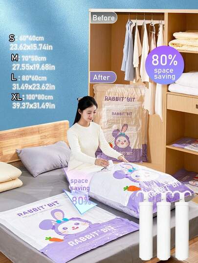 大容量真空收纳袋，适合旅行和居家必备——节省80%空间，可压缩衣物和床上用品；多用途密封袋，兼容真空泵（真空泵需另购）