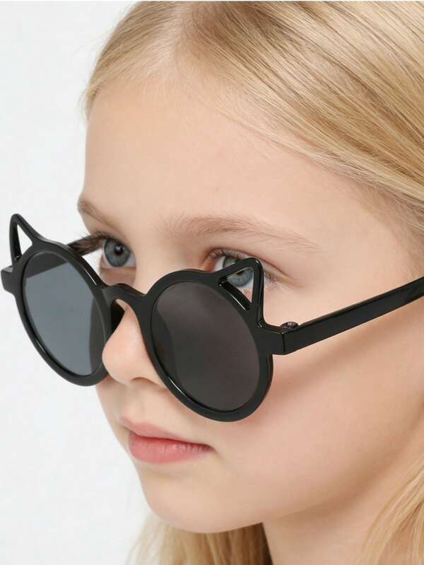 1 Pair Classic Simple Black Cat-Eye Glasses For Kids, Fashionable Suitable For Boys And Girls, Party, Holiday, Travel, Decoration, Daily Accessory, Photography Prop