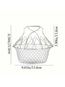 1pc Stainless Steel Frying Basket, Collapsible Home Frying Basket, Multi-Function Kitchen Strainer Basket - Multicolor - View 6